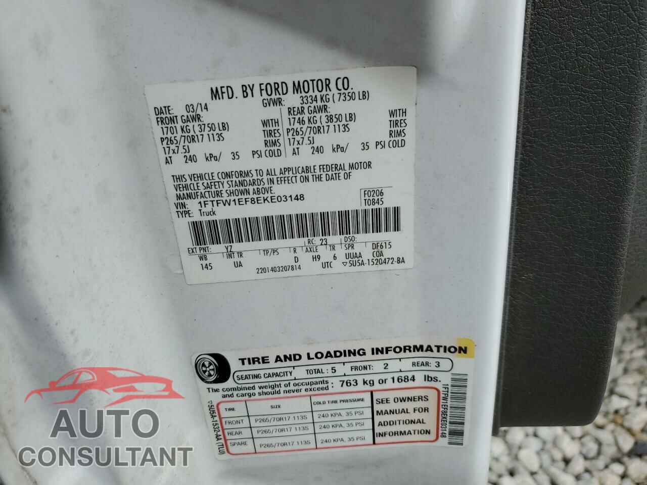 FORD F-150 2014 - 1FTFW1EF8EKE03148