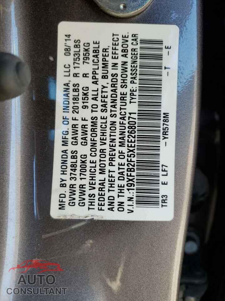 HONDA CIVIC 2014 - 19XFB2F5XEE268071