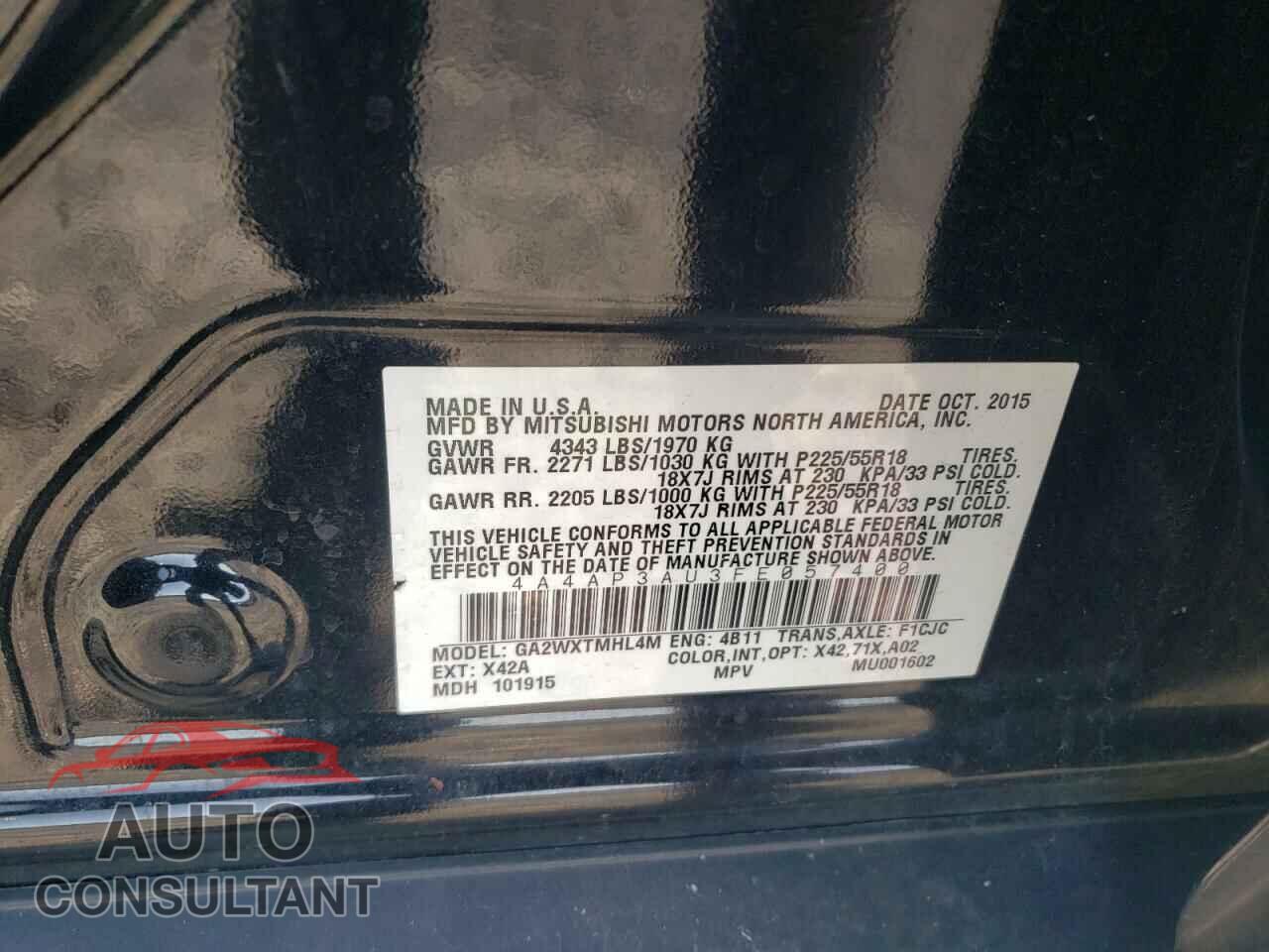 MITSUBISHI OUTLANDER 2015 - 4A4AP3AU3FE057400