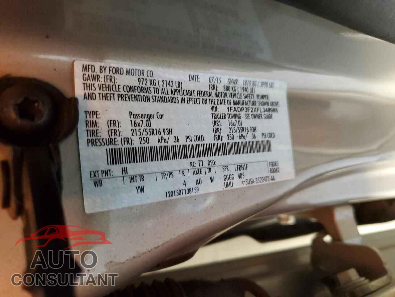 FORD FOCUS 2015 - 1FADP3F2XFL348988