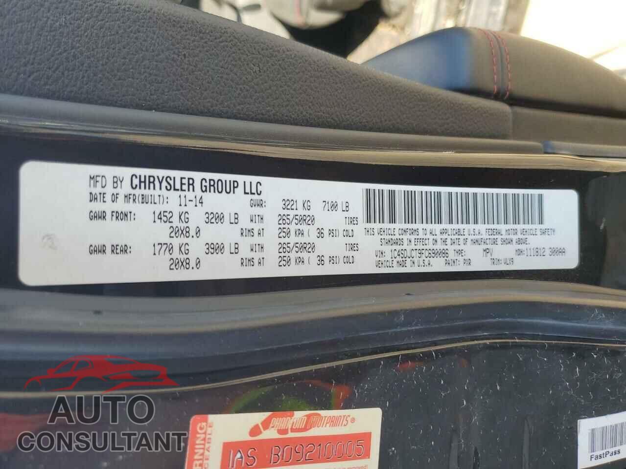DODGE DURANGO 2015 - 1C4SDJCT9FC690086
