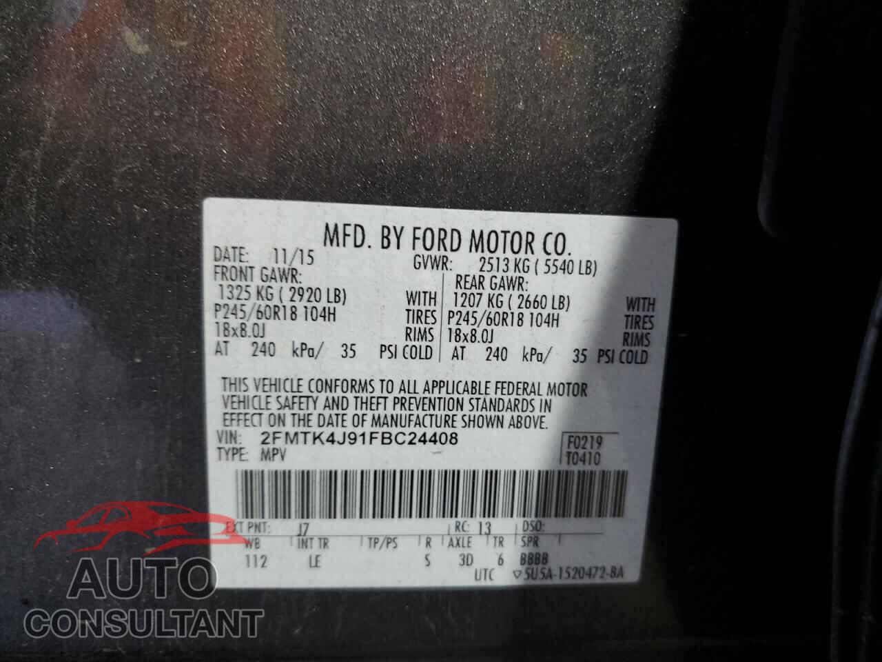 FORD EDGE 2015 - 2FMTK4J91FBC24408