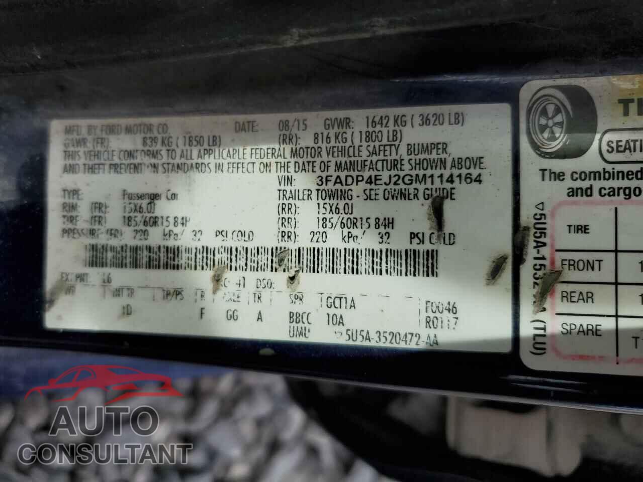FORD FIESTA 2016 - 3FADP4EJ2GM114164