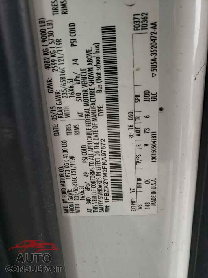 FORD TRANSIT 2015 - 1FBZX2YM2FKA97872