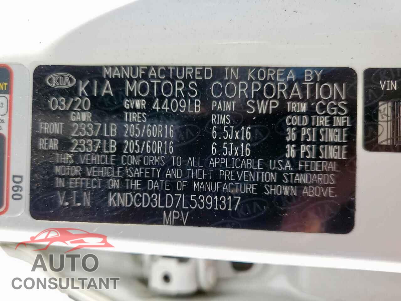 KIA NIRO 2020 - KNDCD3LD7L5391317
