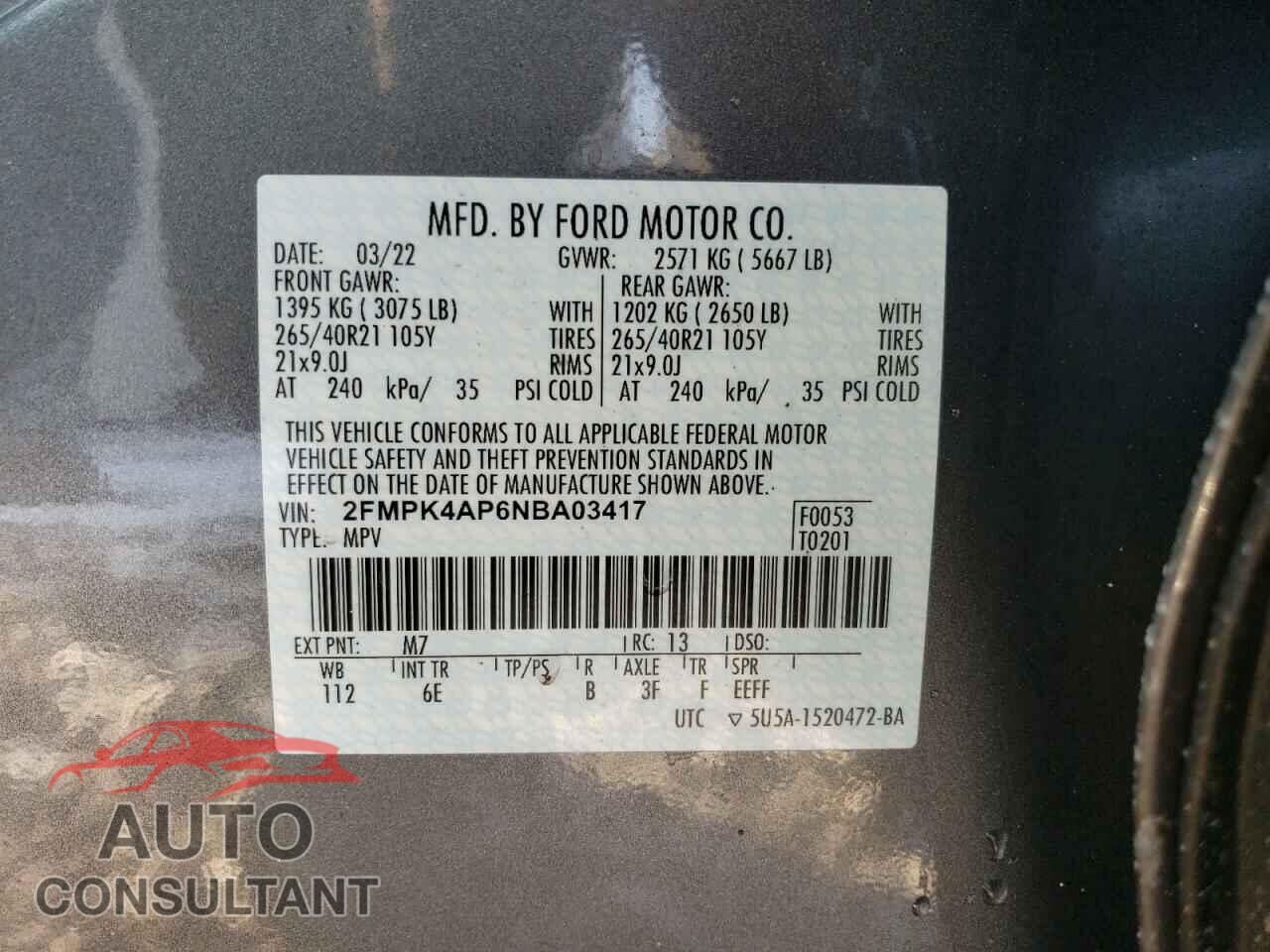 FORD EDGE 2022 - 2FMPK4AP6NBA03417