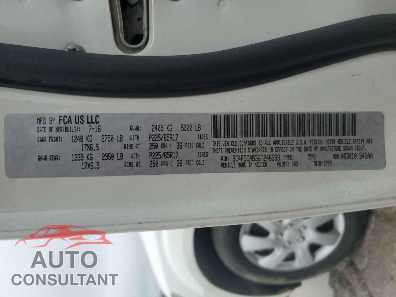 DODGE JOURNEY 2016 - 3C4PDCAB3GT246333