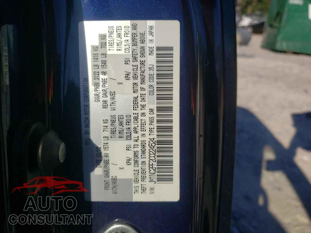 MAZDA MX5 2012 - JM1NC2PF2C0224524