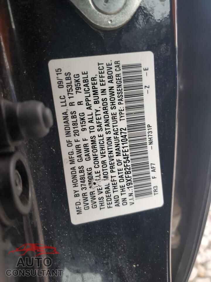 HONDA CIVIC 2015 - 19XFB2F54FE110472