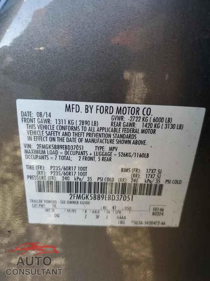 FORD FLEX 2014 - 2FMGK5B89EBD37051