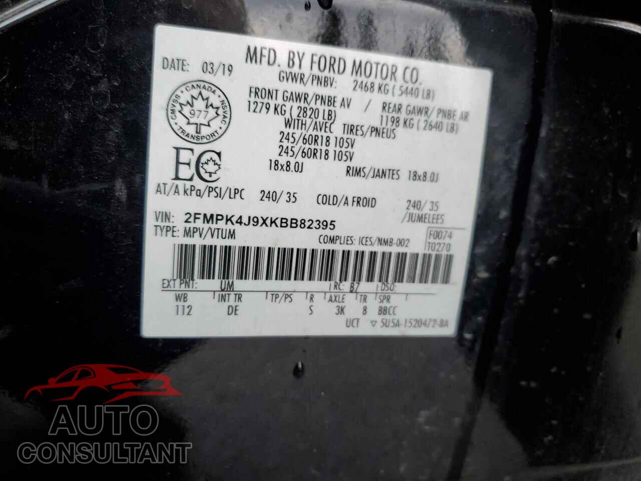 FORD EDGE 2019 - 2FMPK4J9XKBB82395