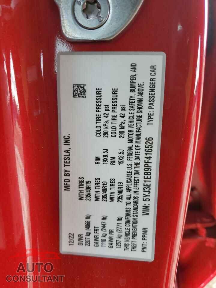 TESLA MODEL 3 2023 - 5YJ3E1EB9PF416526