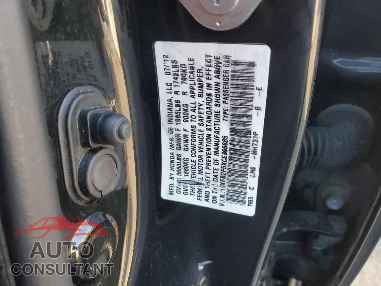 HONDA CIVIC 2012 - 19XFB2F5XCE366885