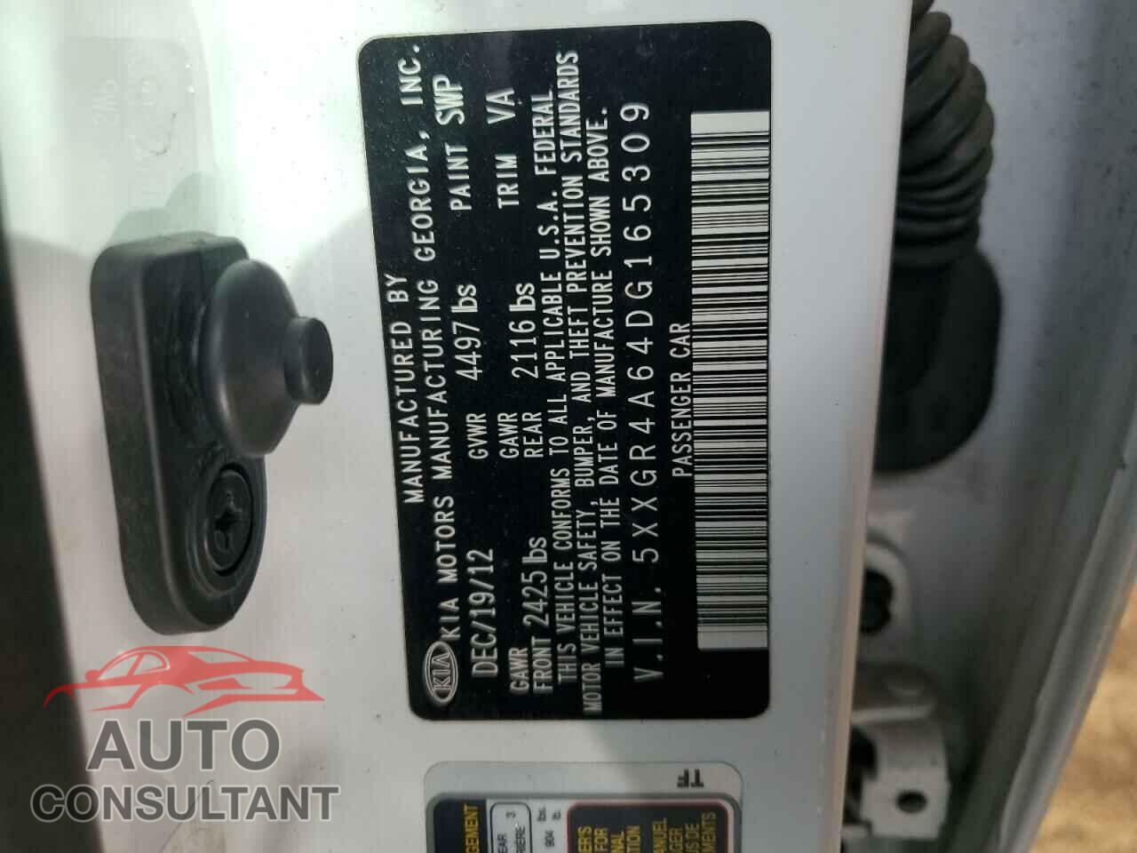 KIA OPTIMA 2013 - 5XXGR4A64DG165309
