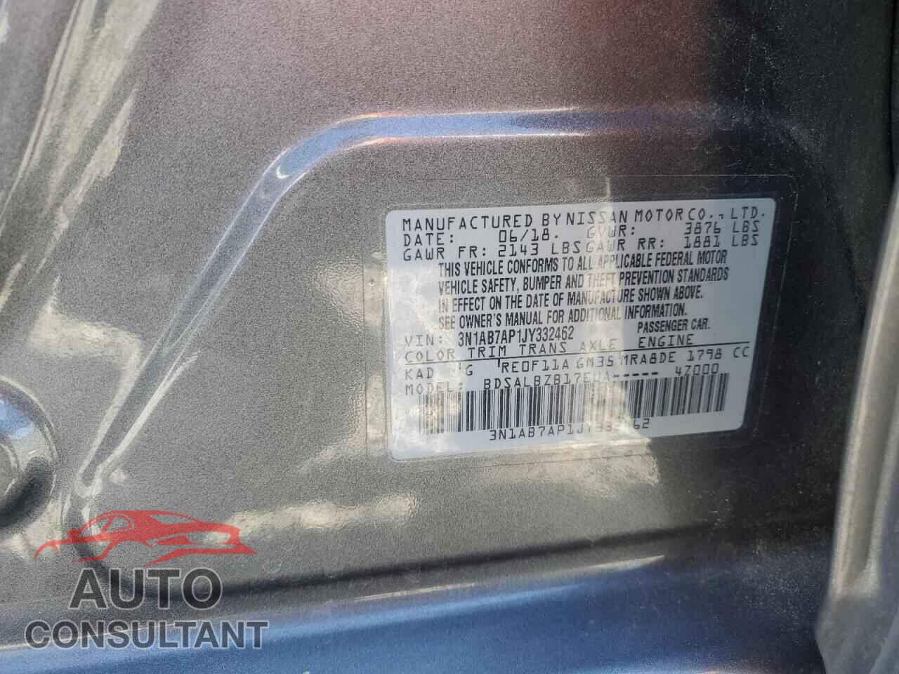 NISSAN SENTRA 2018 - 3N1AB7AP1JY332462