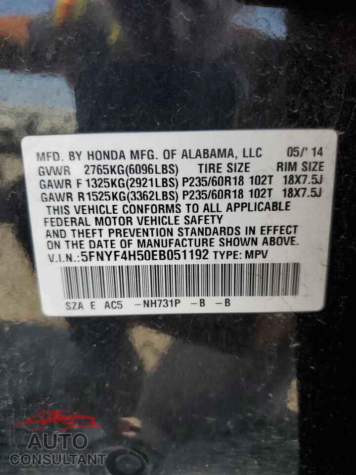 HONDA PILOT 2014 - 5FNYF4H50EB051192