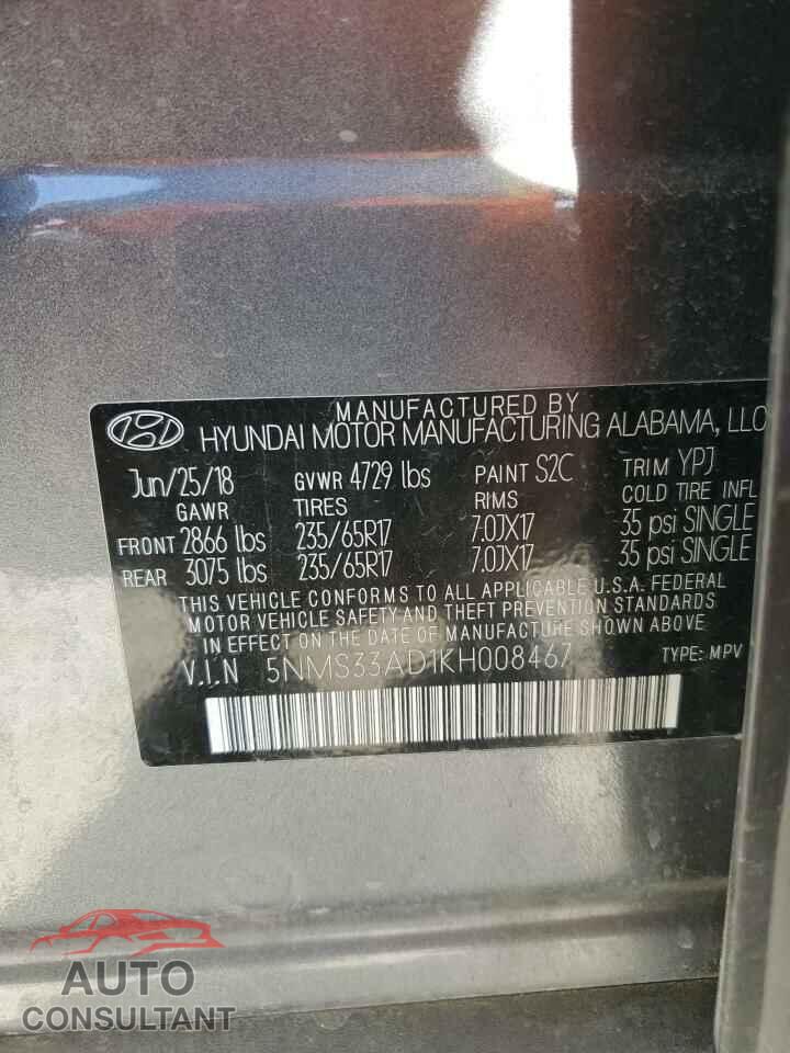 HYUNDAI SANTA FE 2019 - 5NMS33AD1KH008467
