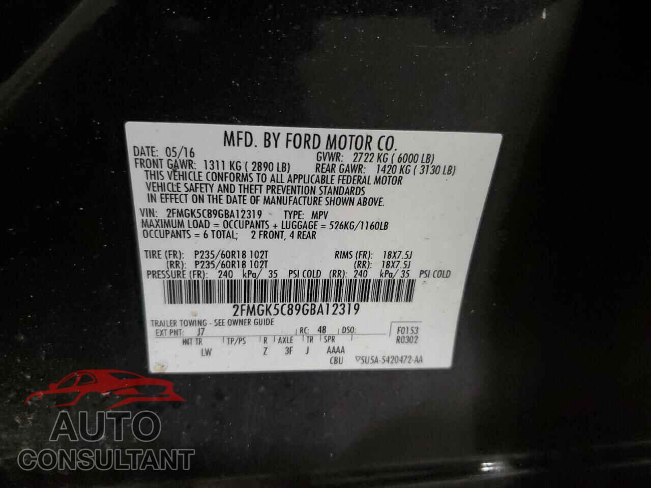 FORD FLEX 2016 - 2FMGK5C89GBA12319