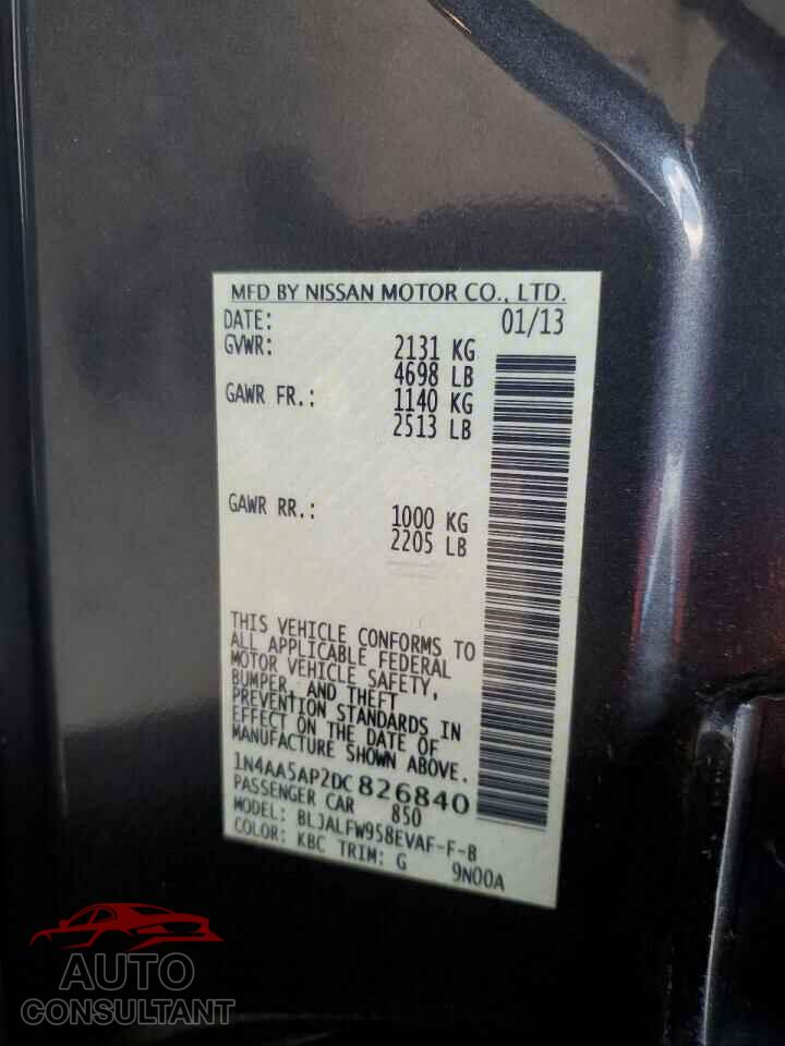 NISSAN MAXIMA 2013 - 1N4AA5AP2DC826840