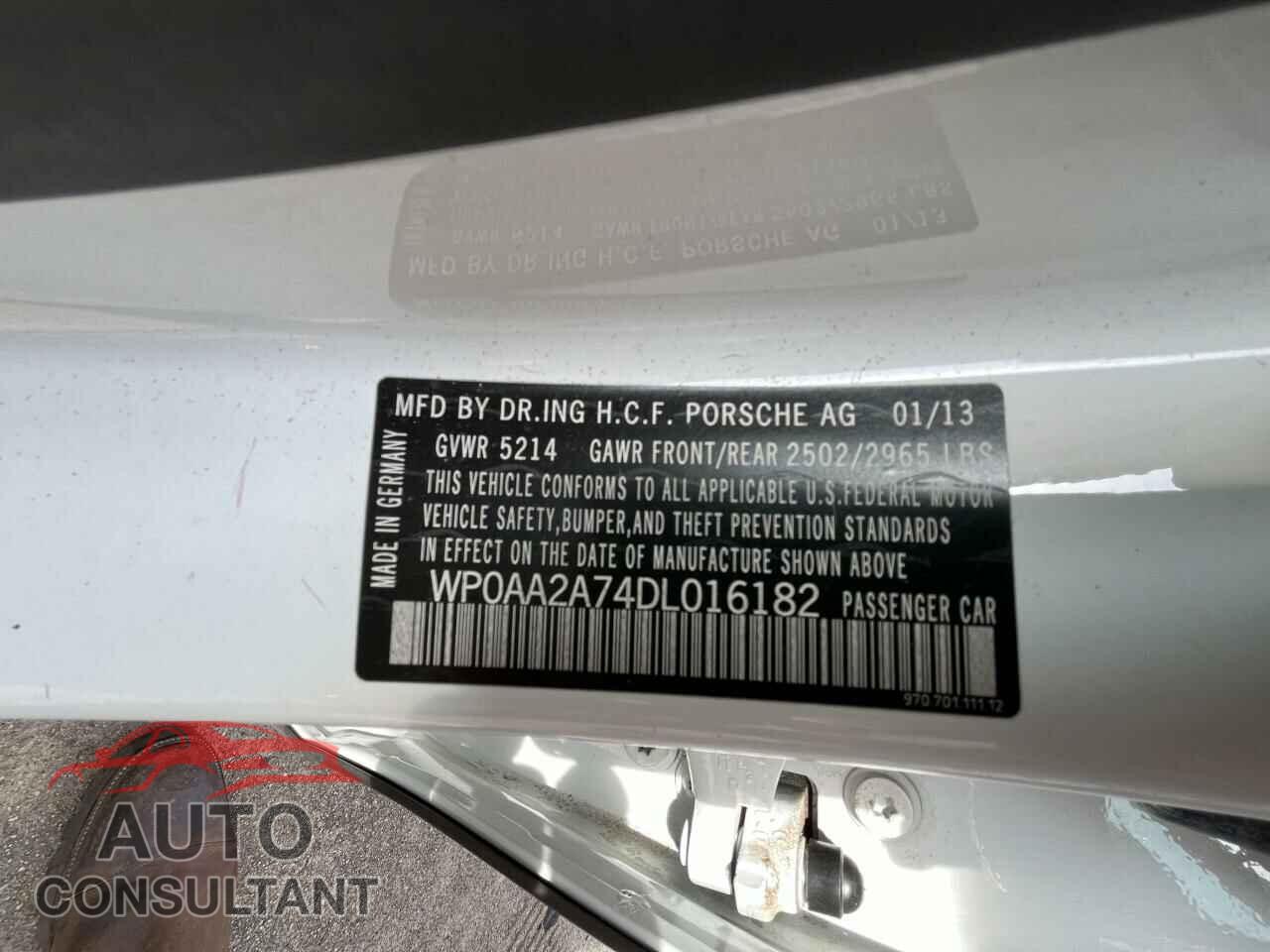 PORSCHE PANAMERA 2013 - WP0AA2A74DL016182