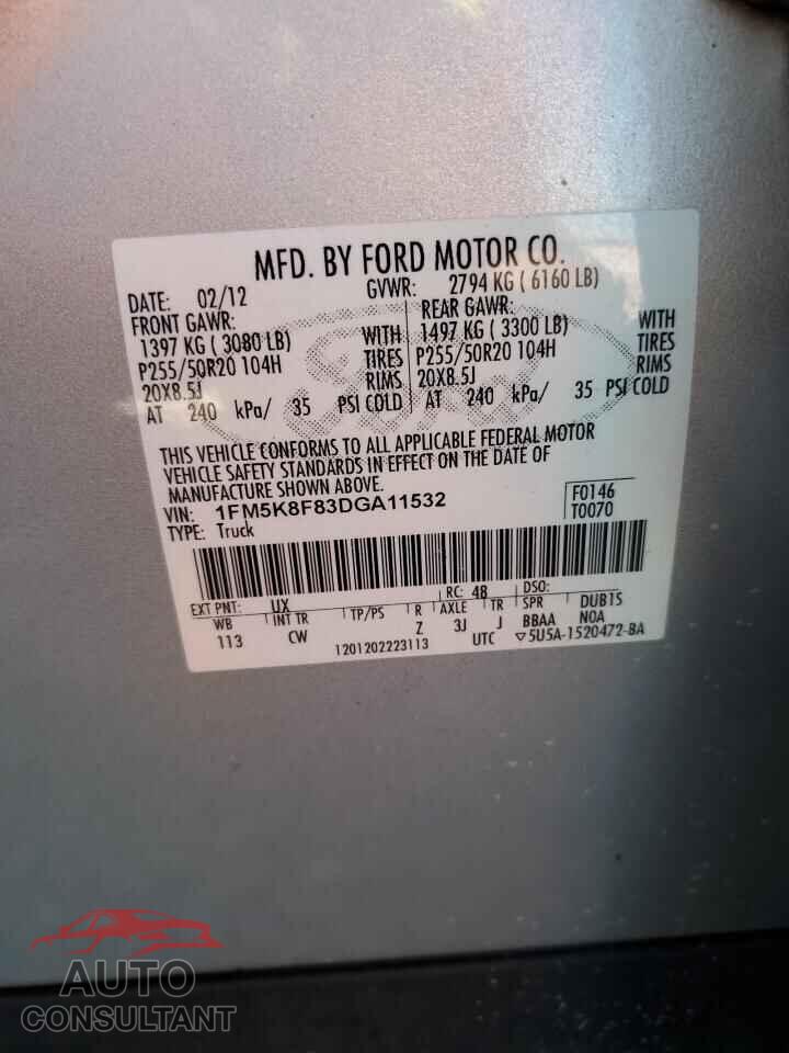 FORD EXPLORER 2013 - 1FM5K8F83DGA11532