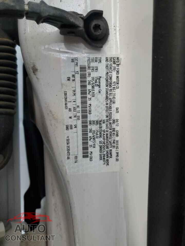 FORD FOCUS 2012 - 1FAHP3E22CL394071