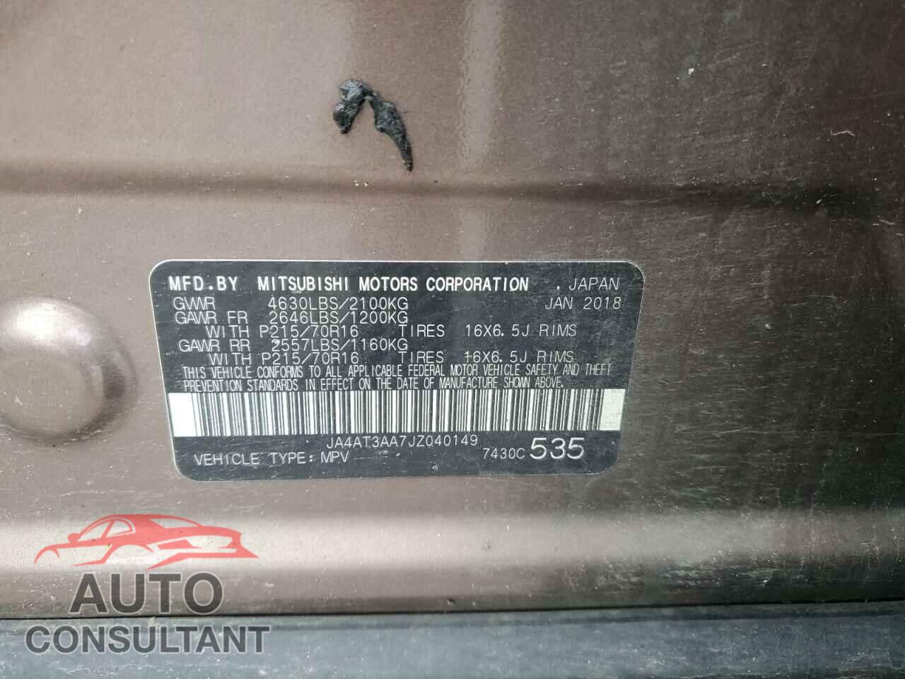 MITSUBISHI ECLIPSE 2018 - JA4AT3AA7JZ040149