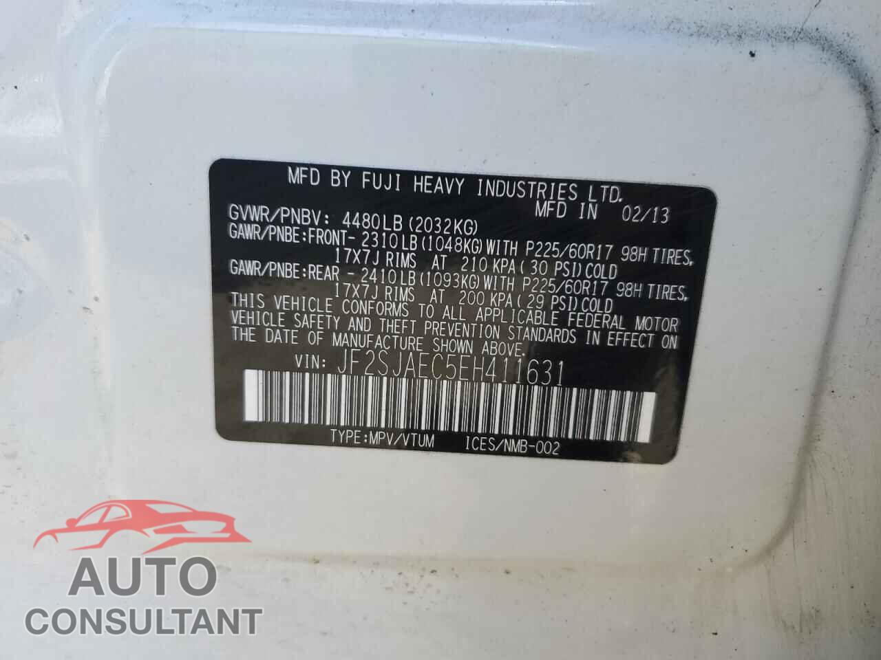 SUBARU FORESTER 2014 - JF2SJAEC5EH411631