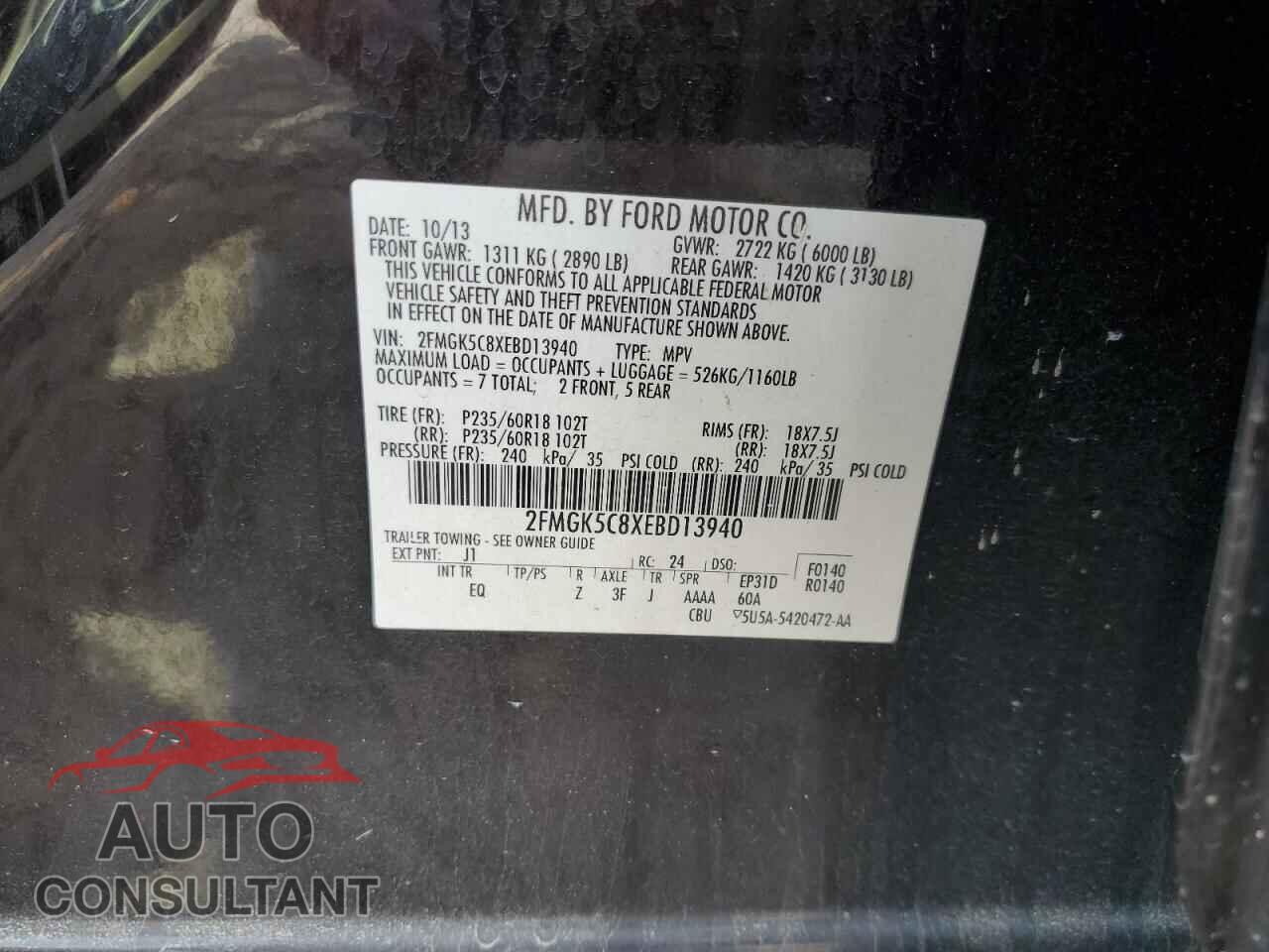 FORD FLEX 2014 - 2FMGK5C8XEBD13940