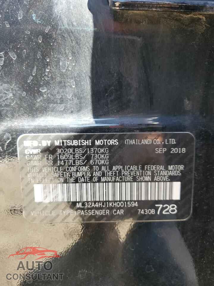 MITSUBISHI MIRAGE 2019 - ML32A4HJ1KH001594