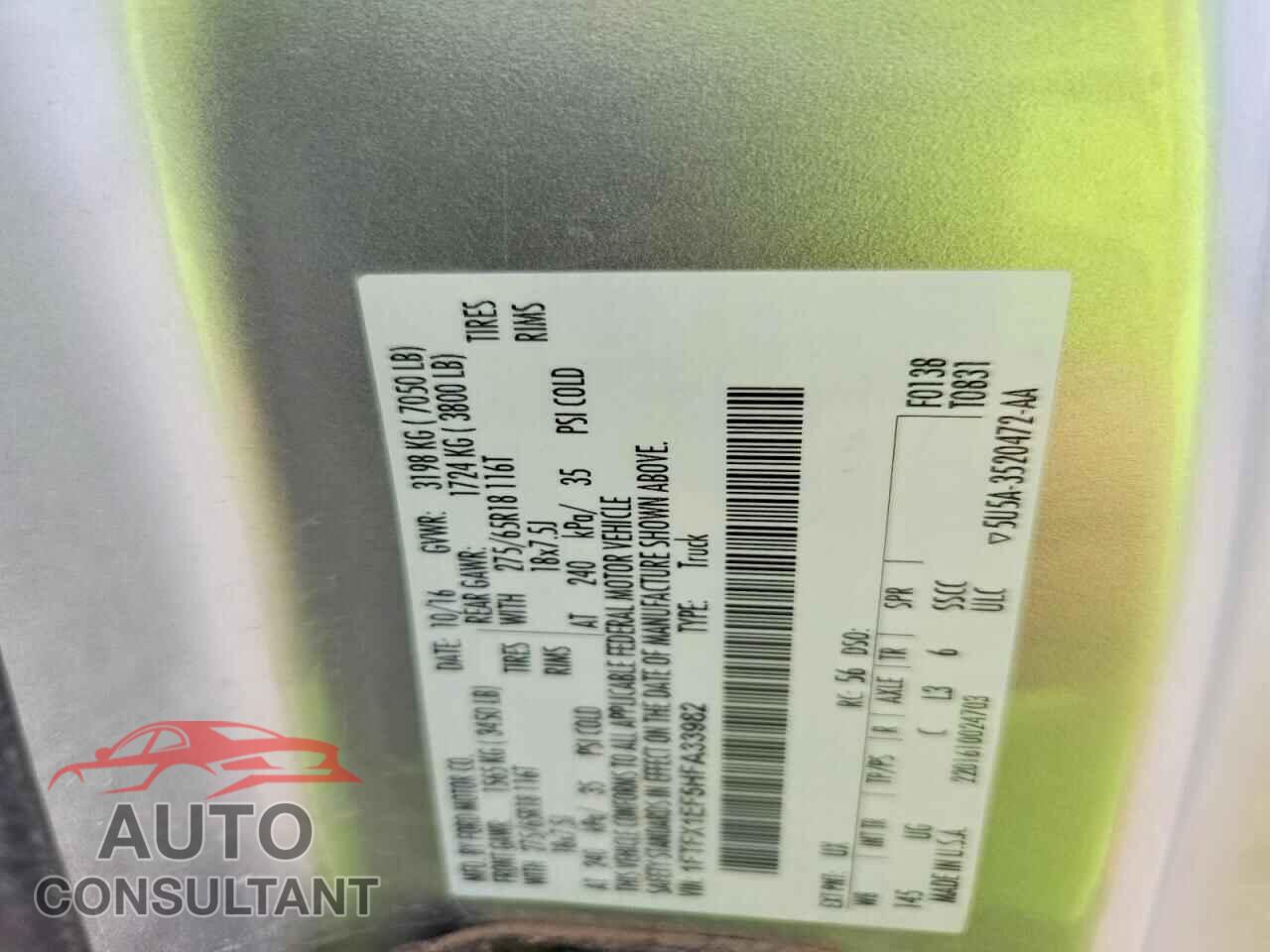 FORD F150 2017 - 1FTFX1EF5HFA33982