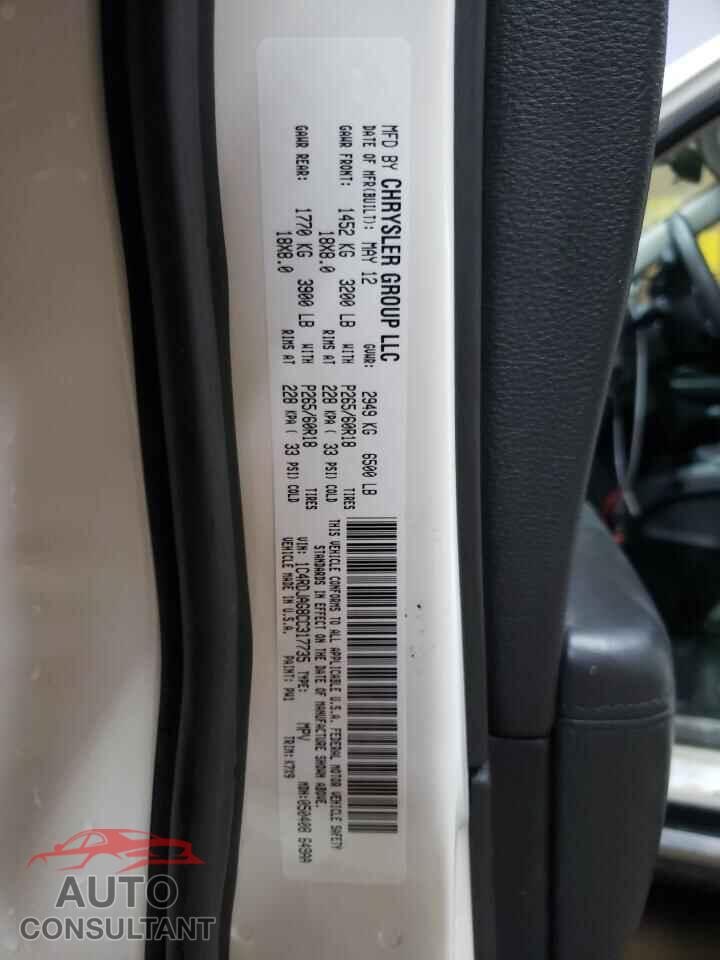 DODGE DURANGO 2012 - 1C4RDJAG8CC317735