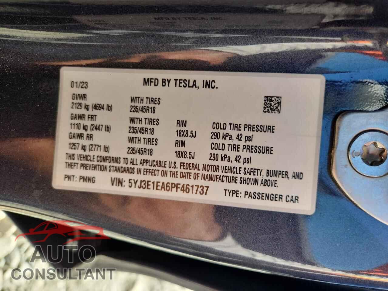 TESLA MODEL 3 2023 - 5YJ3E1EA6PF461737