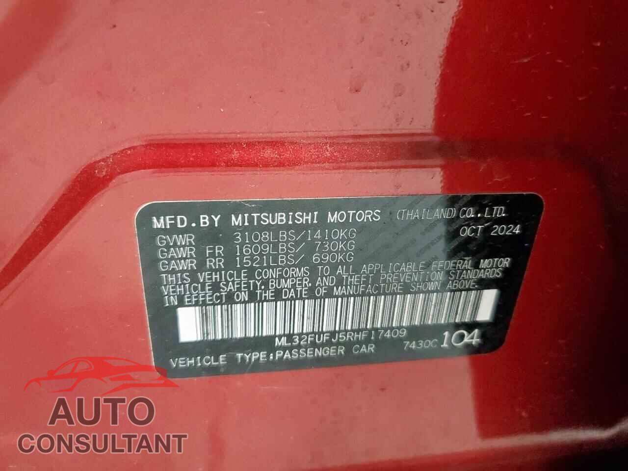 MITSUBISHI MIRAGE 2024 - ML32FUFJ5RHF17409