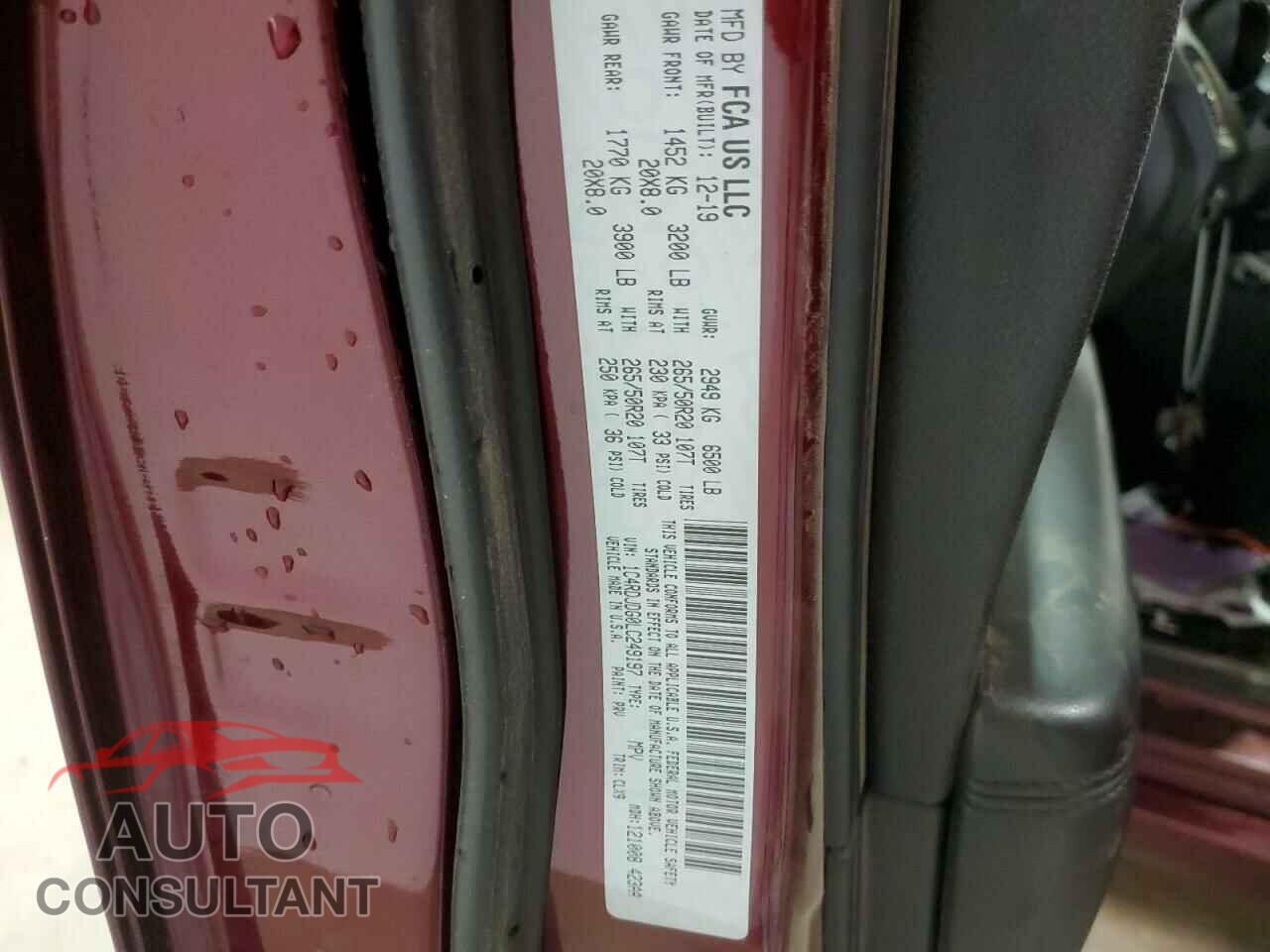 DODGE DURANGO 2020 - 1C4RDJDG0LC249197