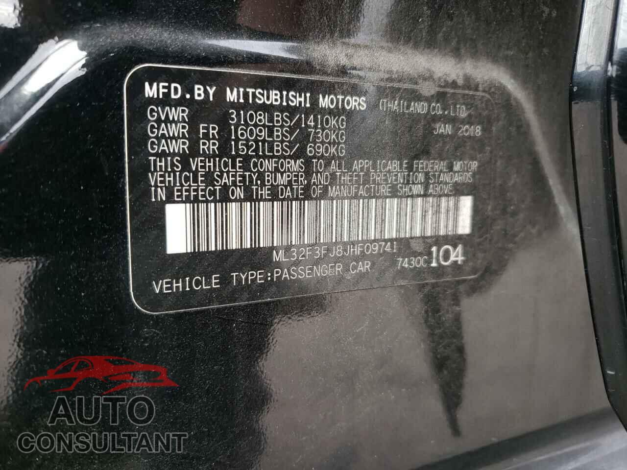 MITSUBISHI MIRAGE 2018 - ML32F3FJ8JHF09741