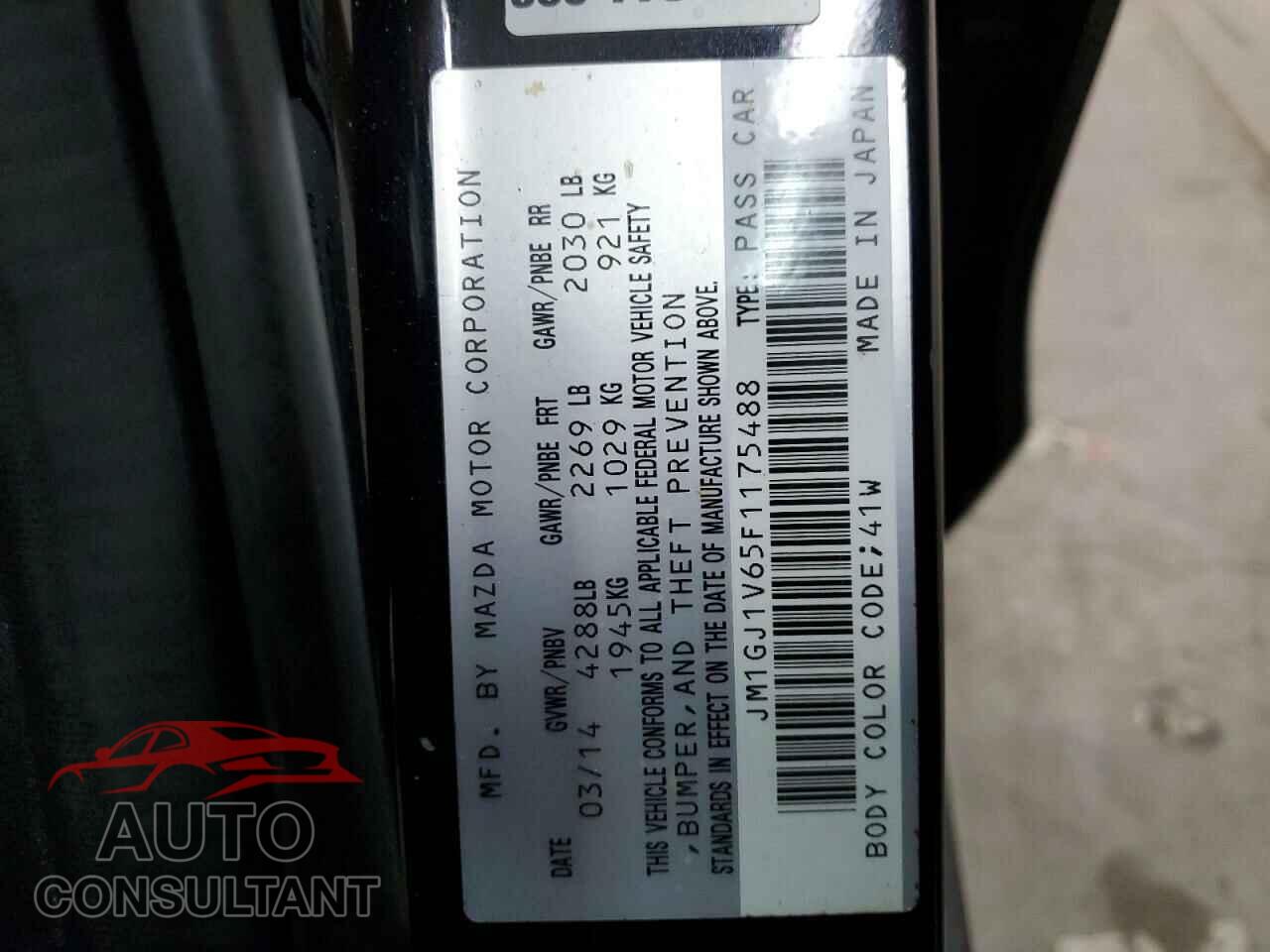 MAZDA 6 2015 - JM1GJ1V65F1175488