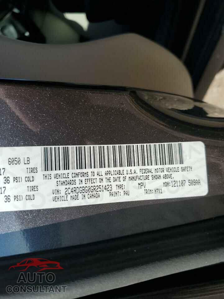 DODGE CARAVAN 2016 - 2C4RDGBG0GR251423
