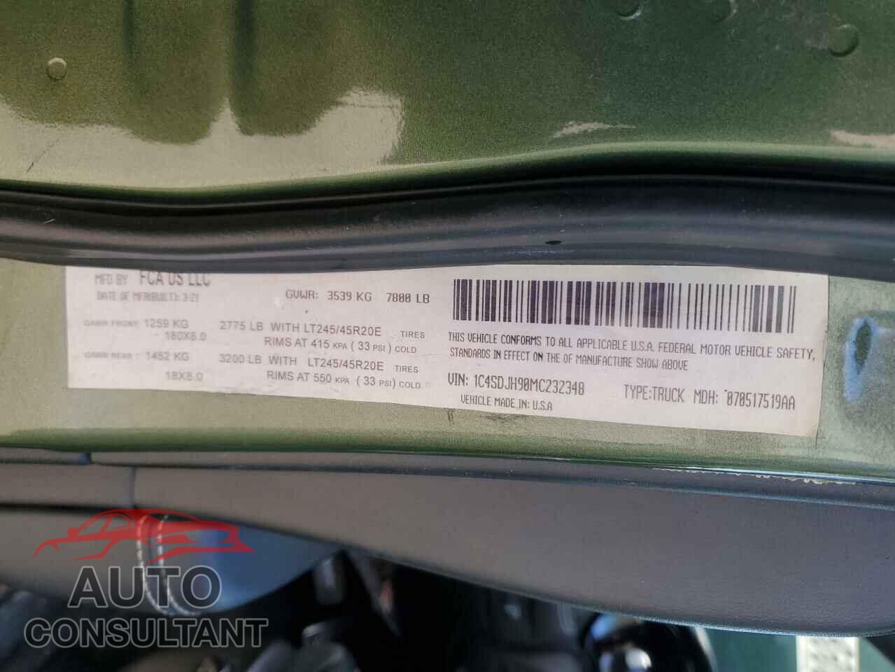 DODGE DURANGO 2021 - 1C4SDJH90MC232348