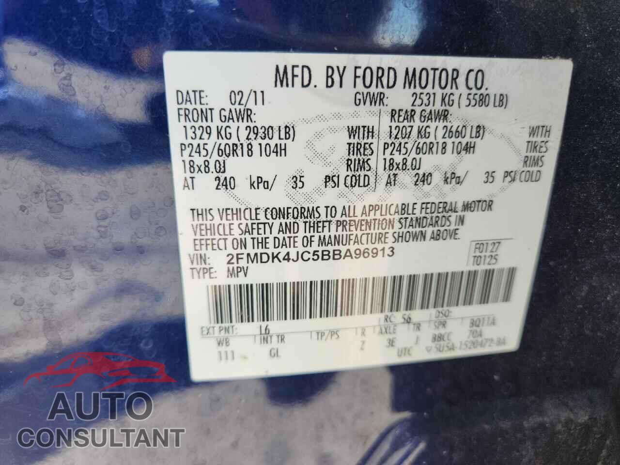 FORD EDGE 2011 - 2FMDK4JC5BBA96913