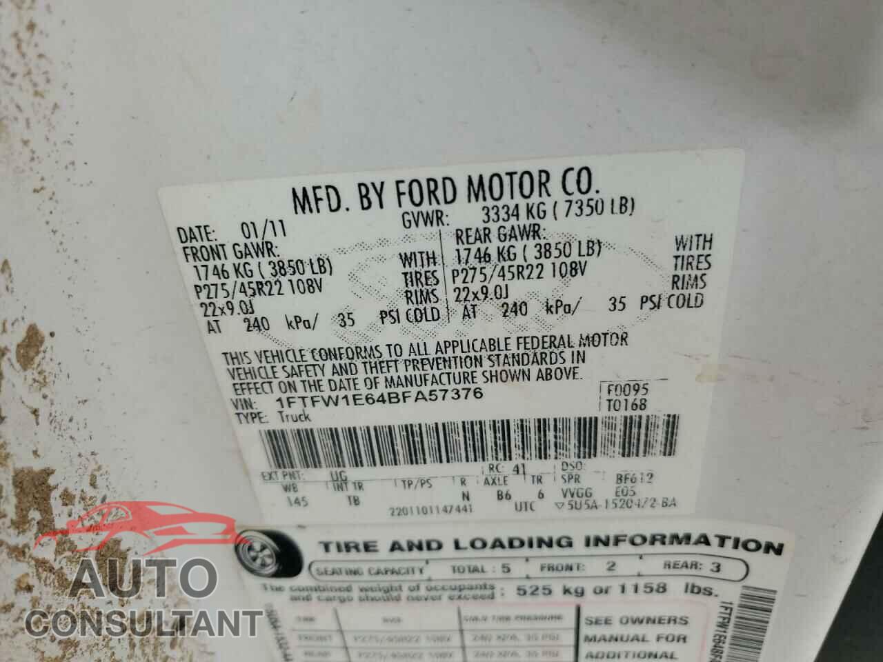 FORD F-150 2011 - 1FTFW1E64BFA57376