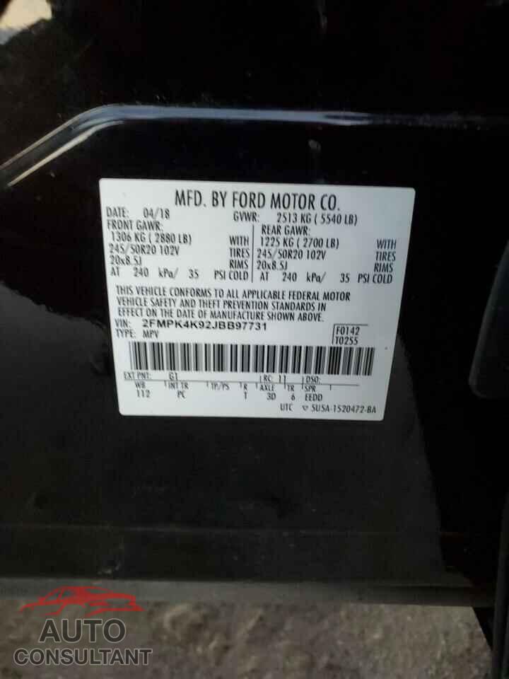 FORD EDGE 2018 - 2FMPK4K92JBB97731