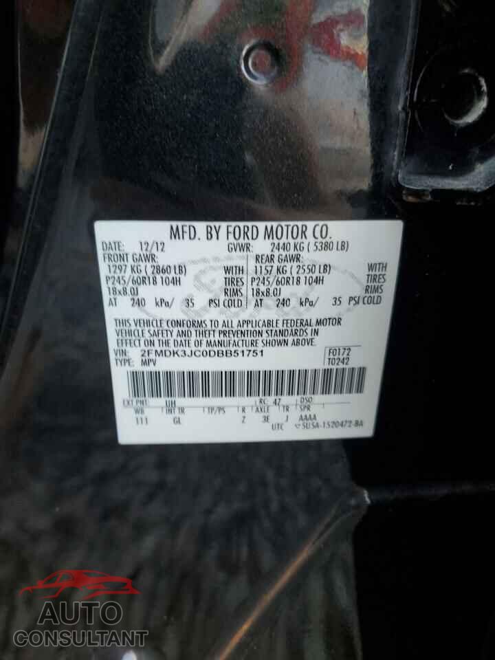 FORD EDGE 2013 - 2FMDK3JC0DBB51751