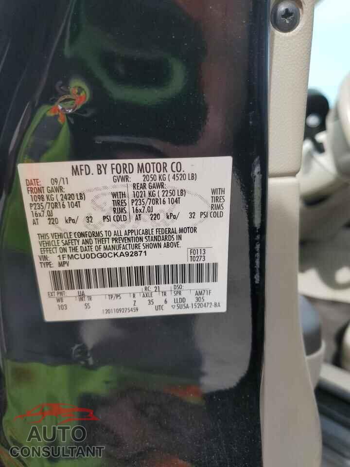 FORD ESCAPE 2012 - 1FMCU0DG0CKA92871