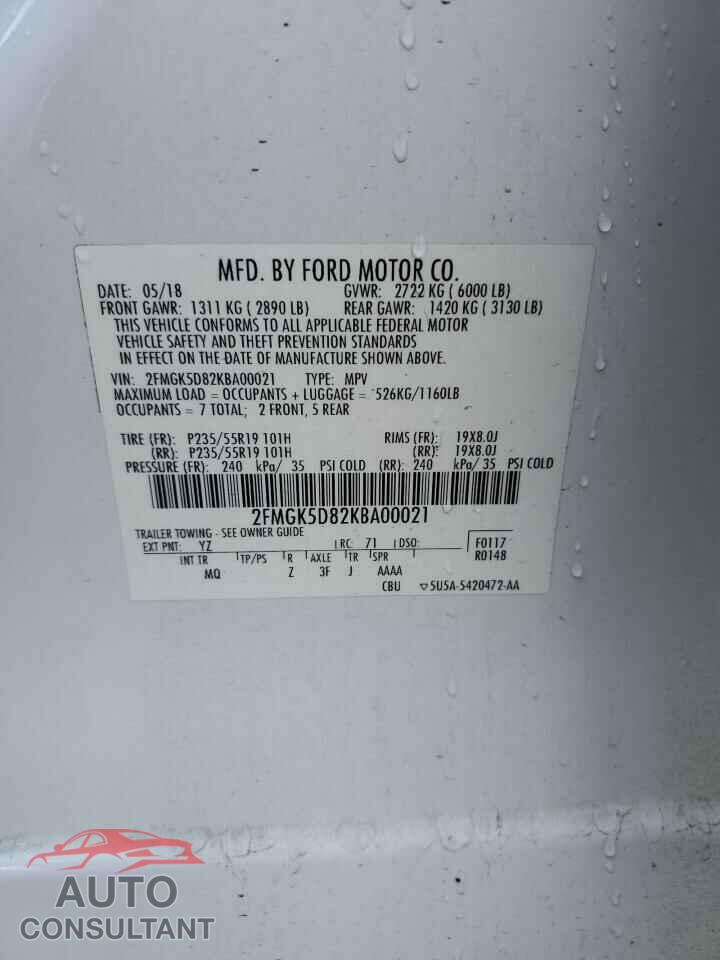 FORD FLEX 2019 - 2FMGK5D82KBA00021