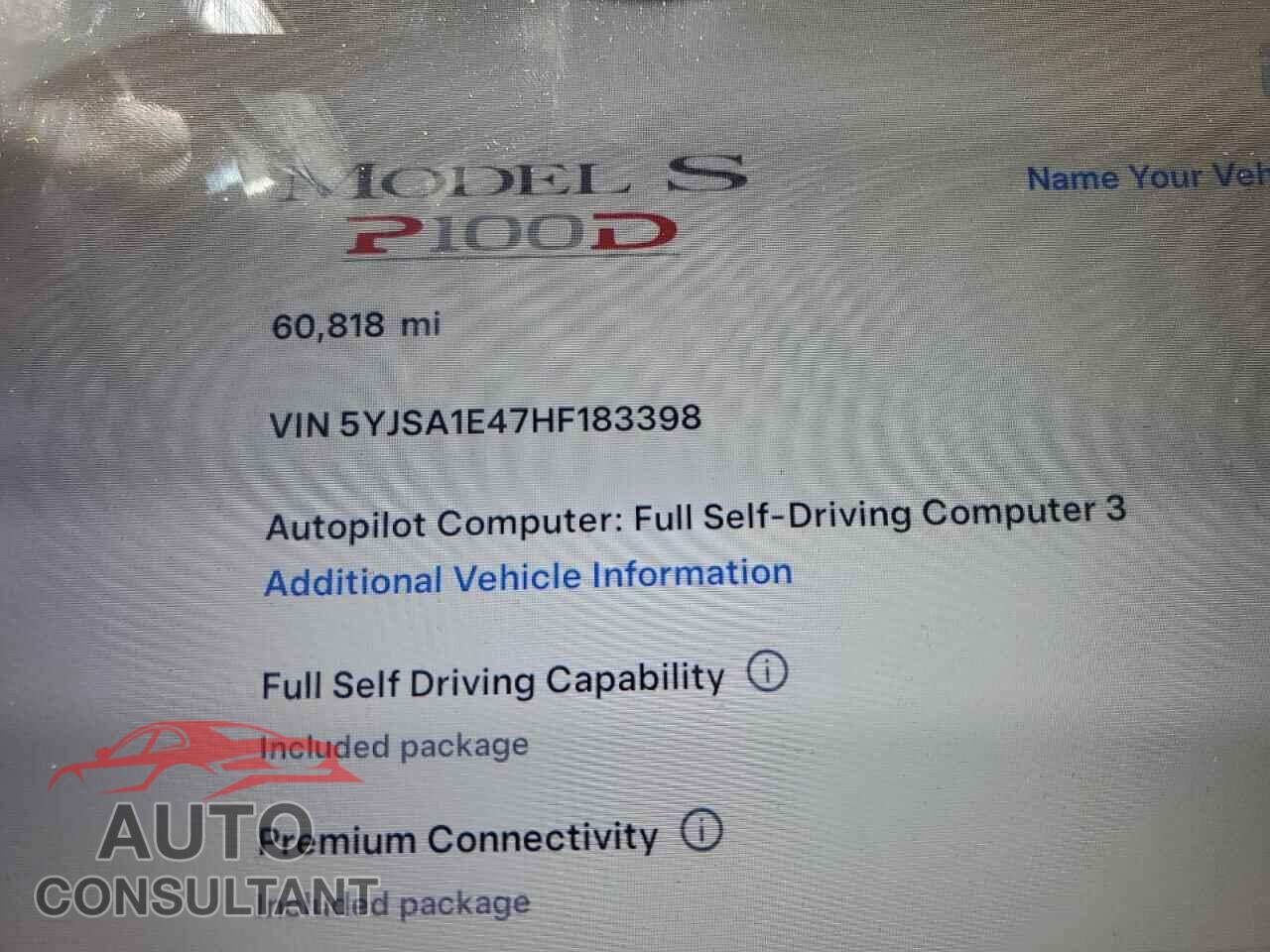 TESLA MODEL S 2017 - 5YJSA1E47HF183398