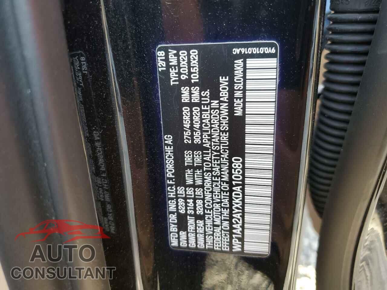 PORSCHE CAYENNE 2019 - WP1AA2AYXKDA10580