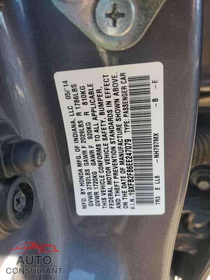 HONDA CIVIC 2014 - 19XFB2F86EE247079