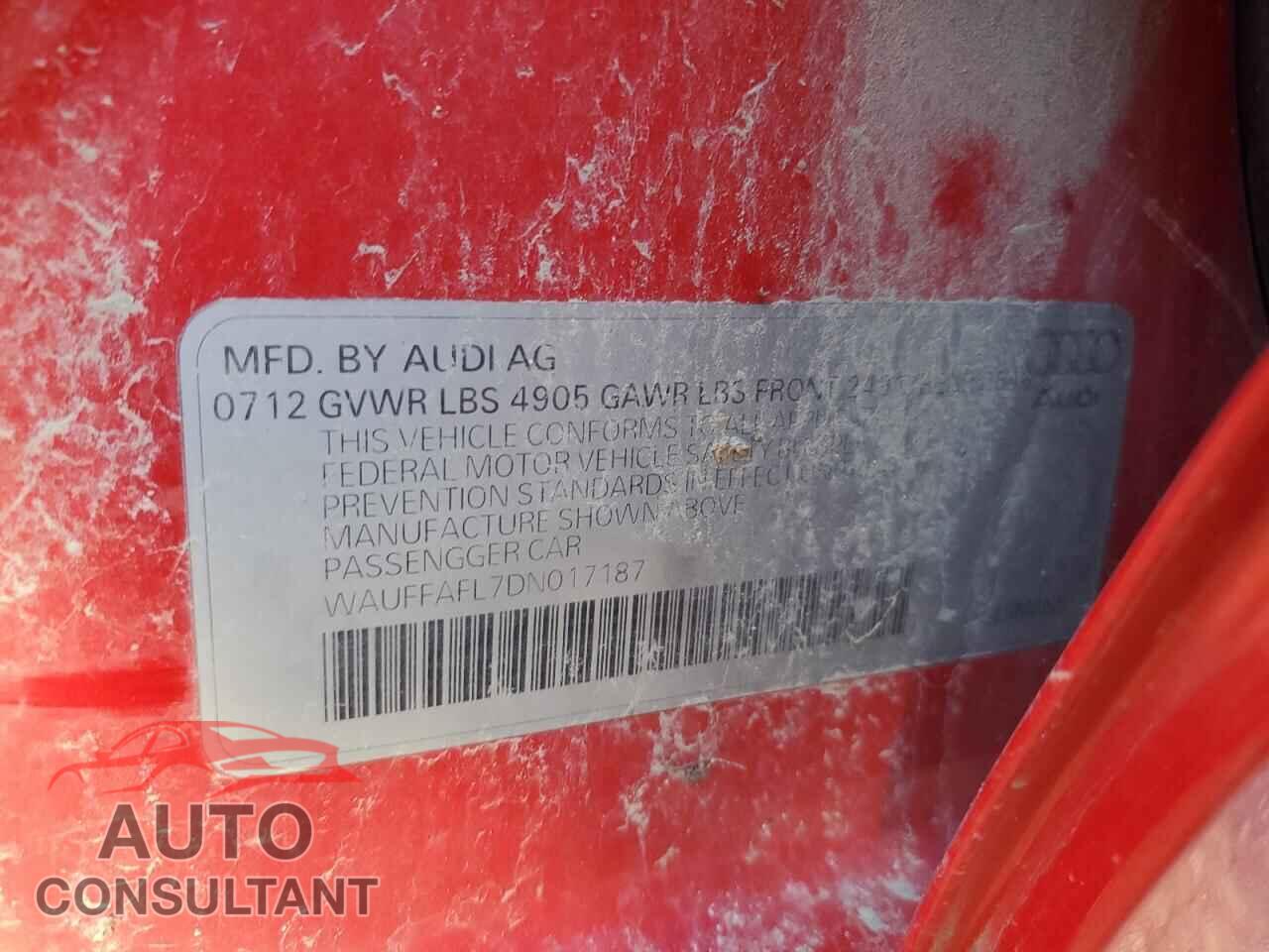 AUDI A4 2013 - WAUFFAFL7DN017187