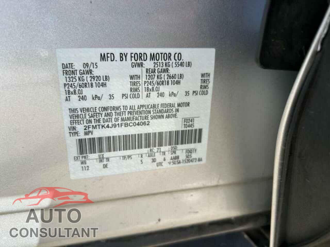 FORD EDGE 2015 - 2FMTK4J91FBC04062